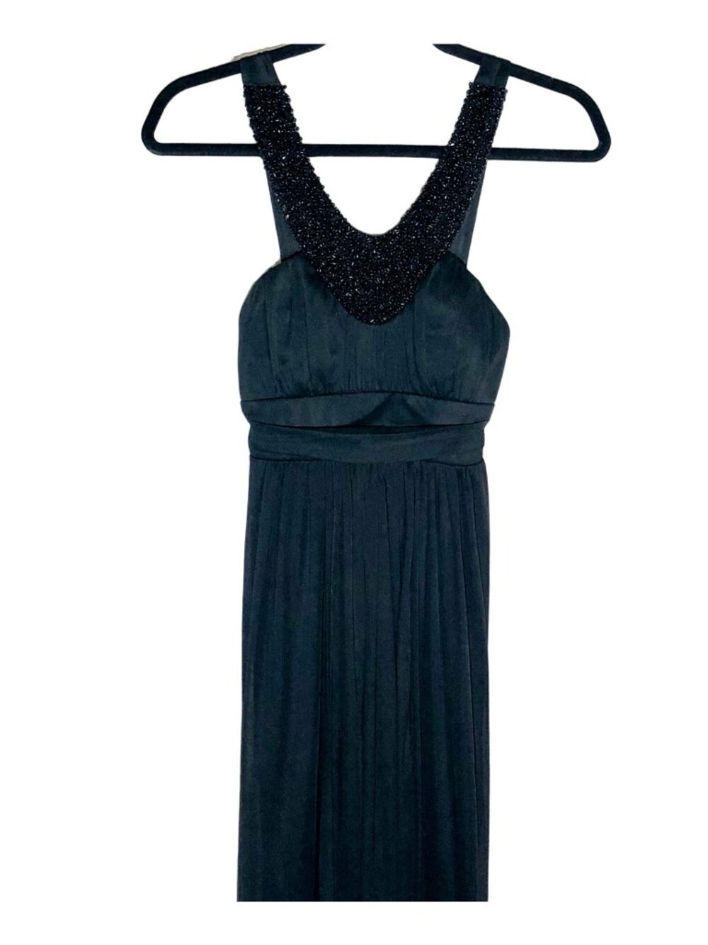 Trixxi dress black sleeveless new with tags long beaded layered tie small READ